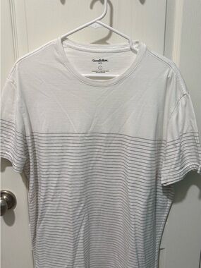 Goodfellow & Co White Crewneck Tee with Thin Gray Stripes
